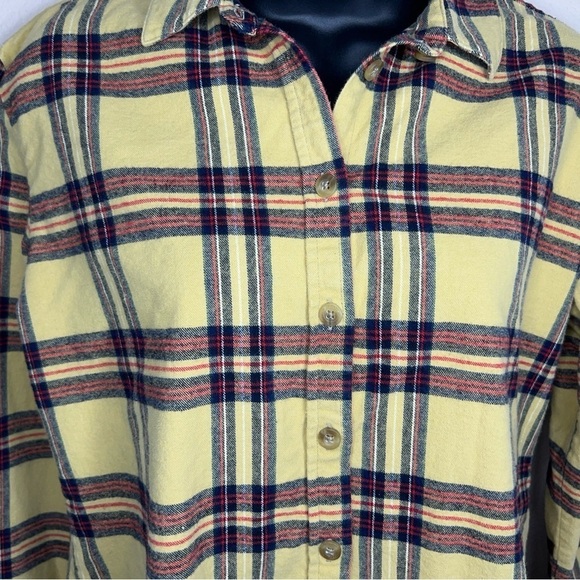 SMALL BUFFALO WOMENS YELLOW PLAID FLANNEL COTTON LONG SLEEVE BUTTON FRONT - Picture 6 of 10
